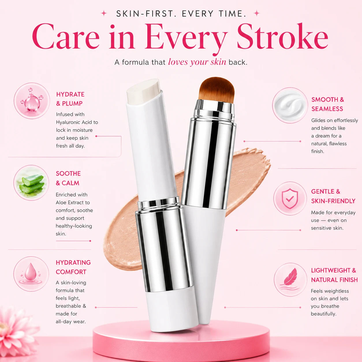 Korean 2-in-1 Color-Changing Foundation Stick